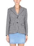Houndstooth Tweed Jacket With Notched Lapels