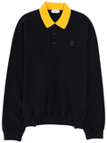 Two-Tone Polo Design Ribbed Sweatshirt