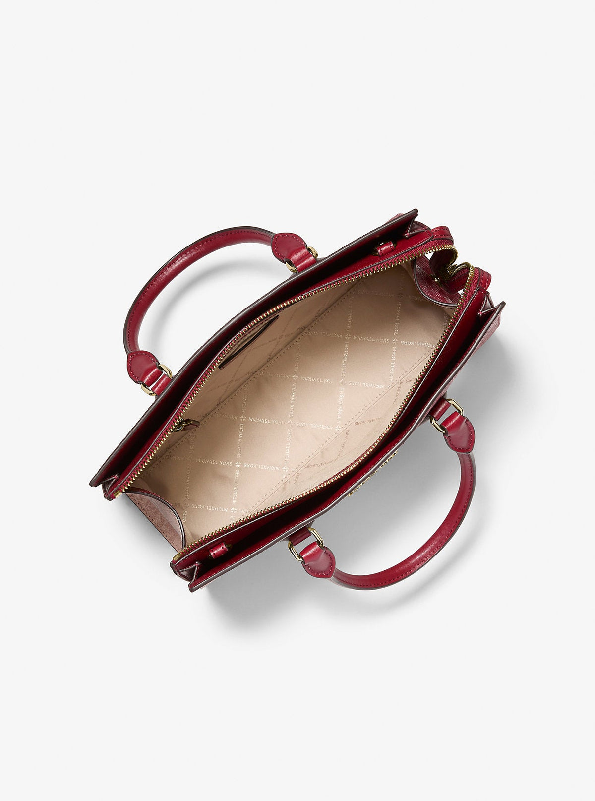 Sheila Medium Two-Tone Metallic Signature Logo Satchel