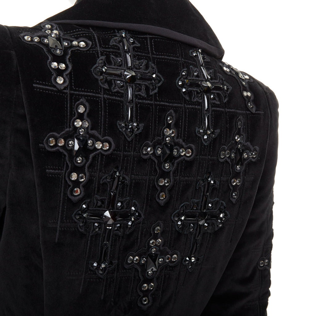 Versace 2012 Runway Black Velvet Gothic Byzantine Flared Coat