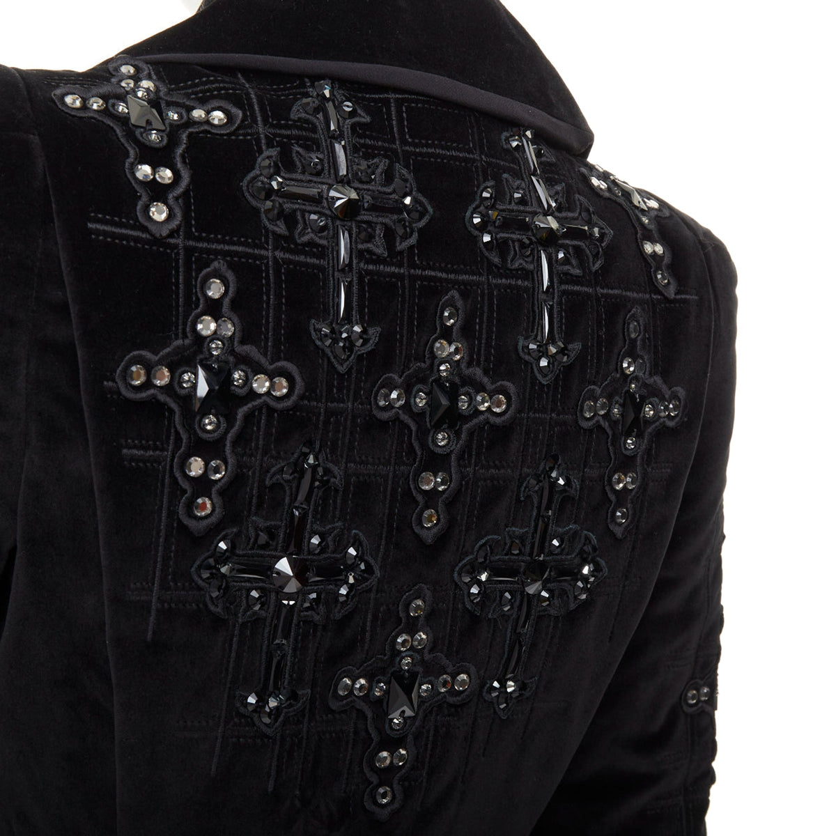 Versace 2012 Runway Black Velvet Gothic Byzantine Flared Coat