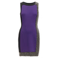 Versace Silk Blend Silver Studs Colorblock Mod Shift Dress