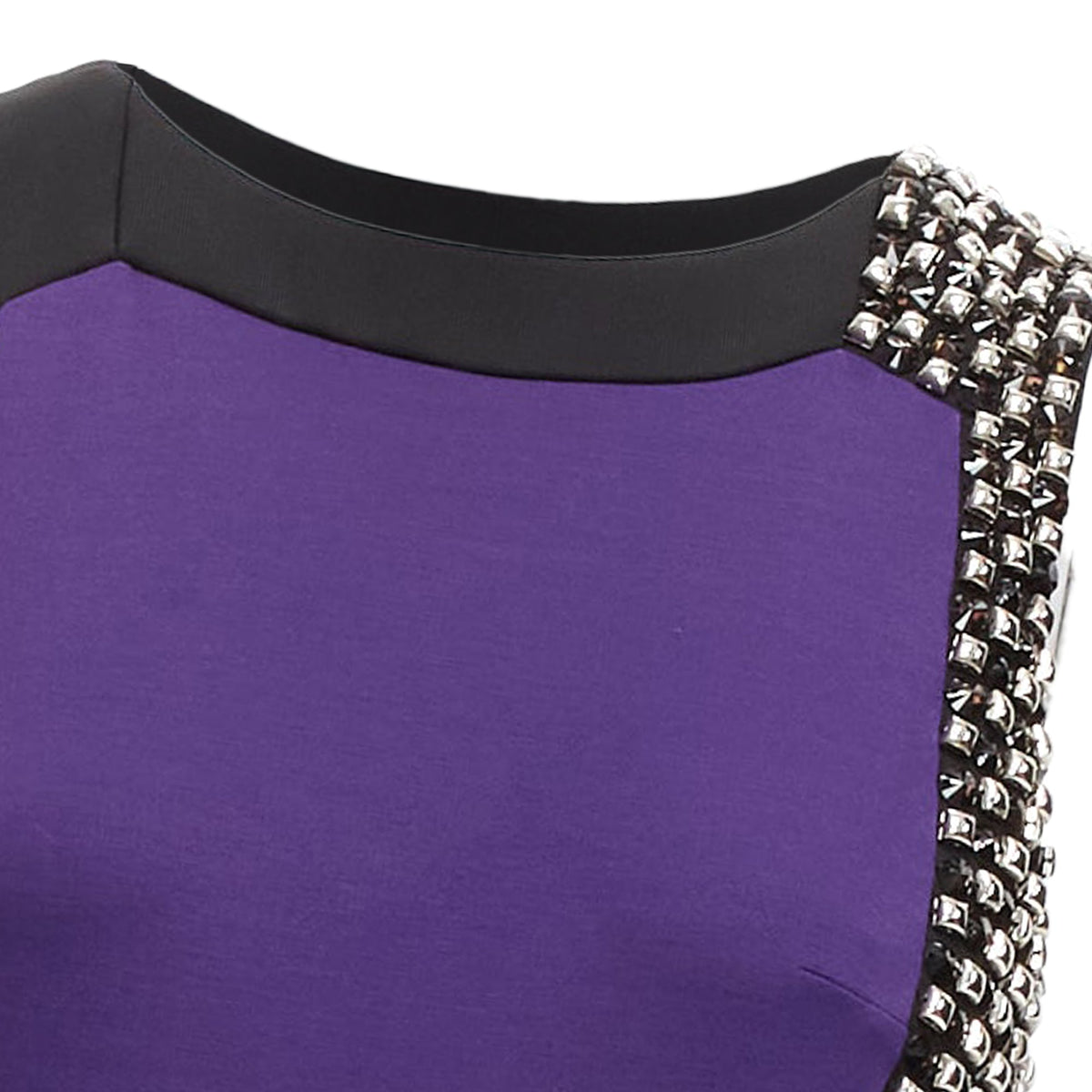 Versace Silk Blend Silver Studs Colorblock Mod Shift Dress