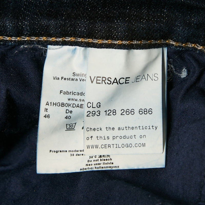 Versace Jeans Navy Blue Studded Denim Skinny Jeans L Waist