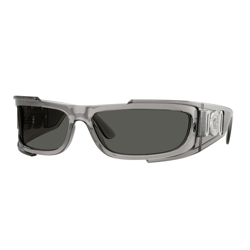 Versace Sunglasses Rectangle Full Rim, Black Frame And Dark Grey Lens Ve4446Gb1/87
