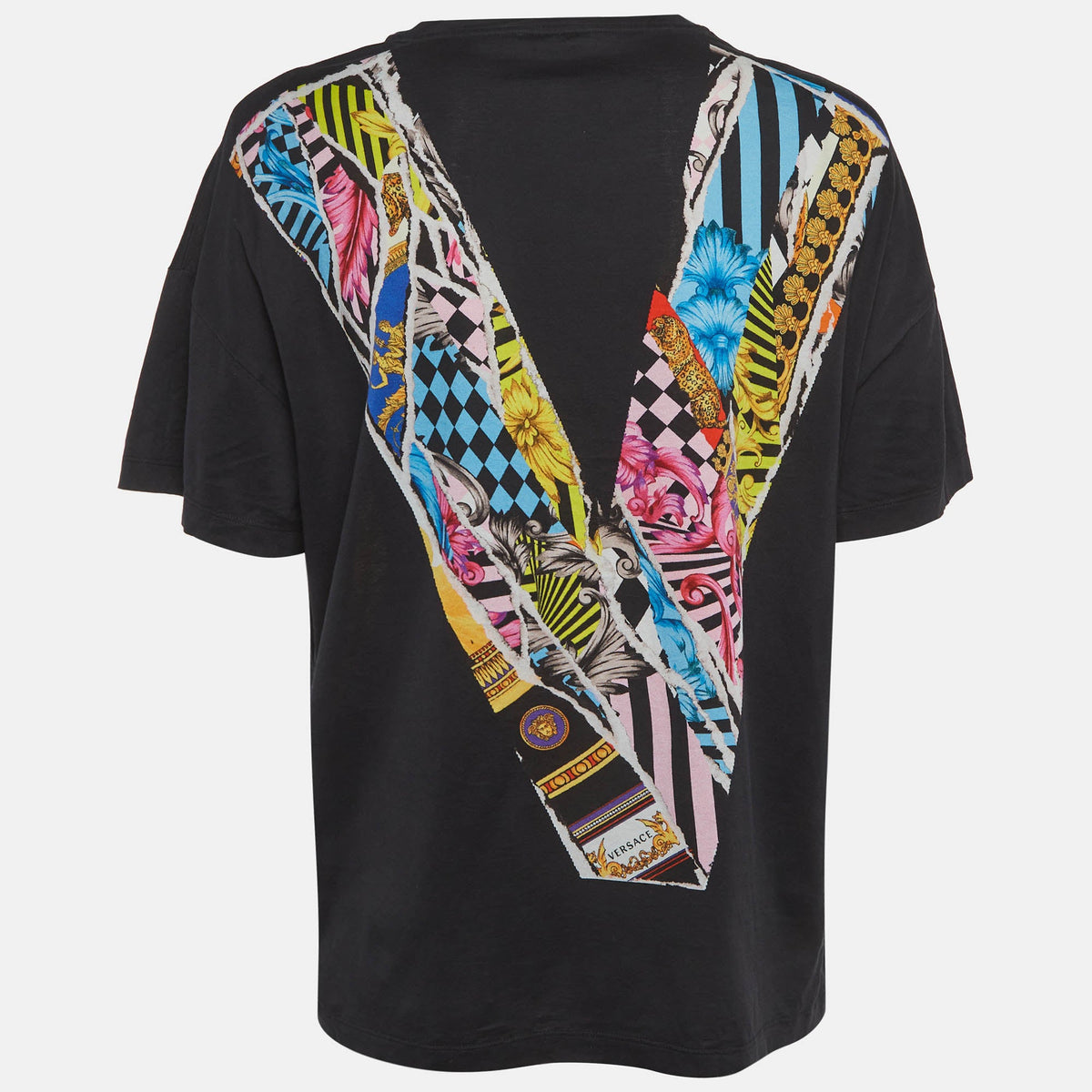 Versace Black Printed Jersey Short Sleeve T-Shirt