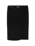 Black Asymmetrical Draped Midi Skirt