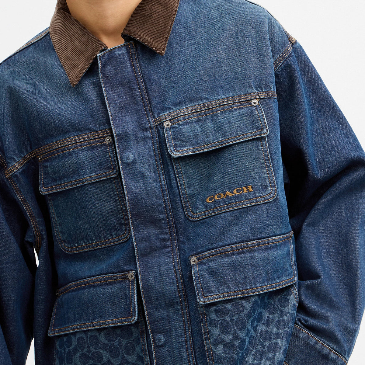 Coach Outlet Denim Chore Coat With Flannel Lining