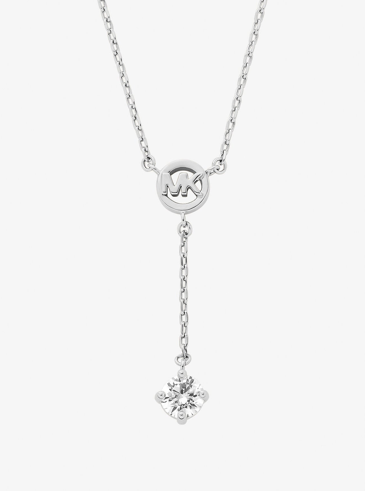 Logo Charm and Cubic Zirconia Necklace