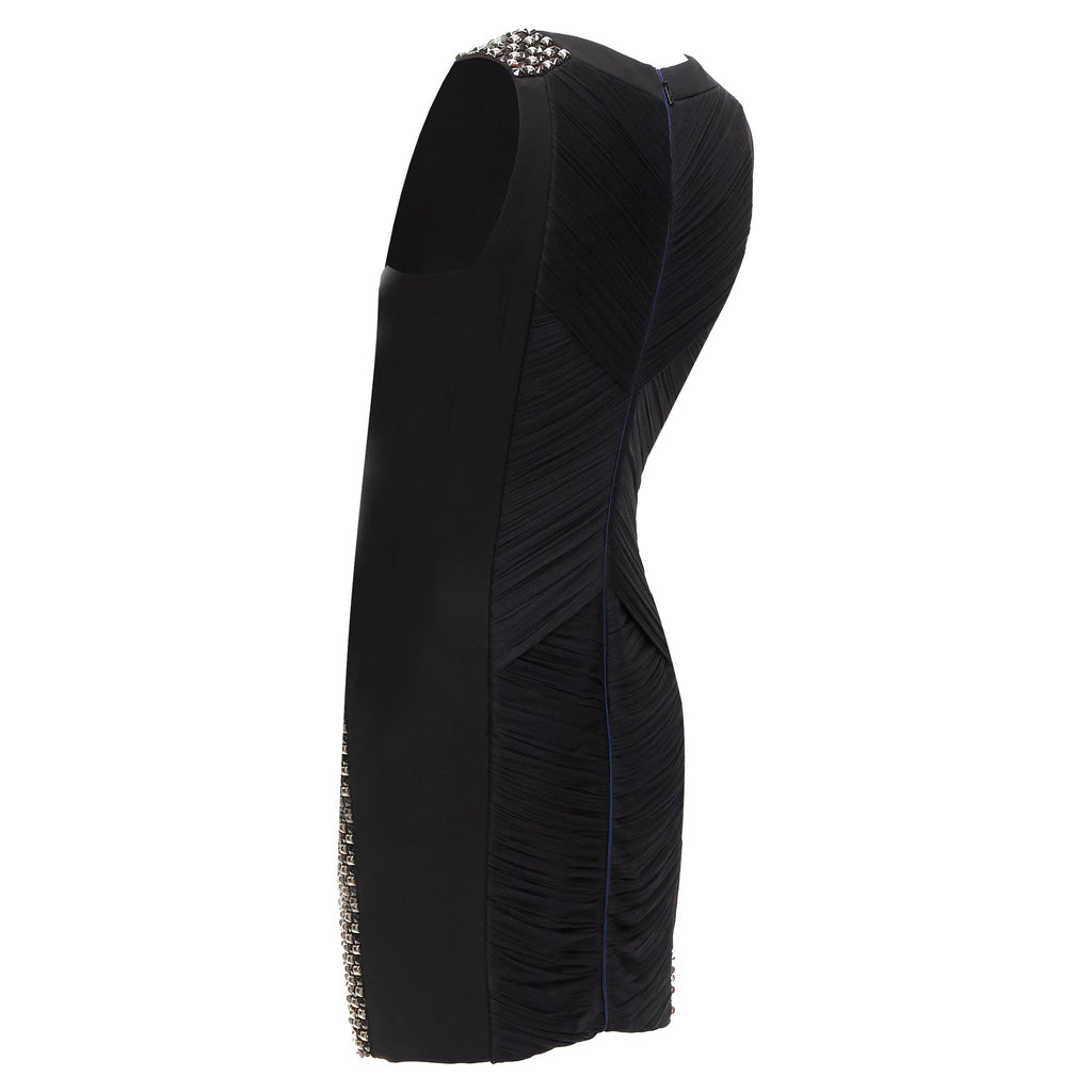 Versace Silk Blend Silver Studs Colorblock Mod Shift Dress
