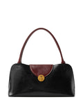 Rectangular Handbag In Smooth Black Silk And Nylon