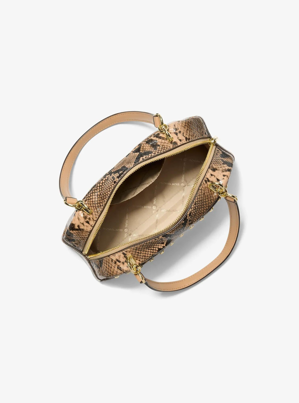 Cecily Small Studded Snake Embossed Shoulder Bag