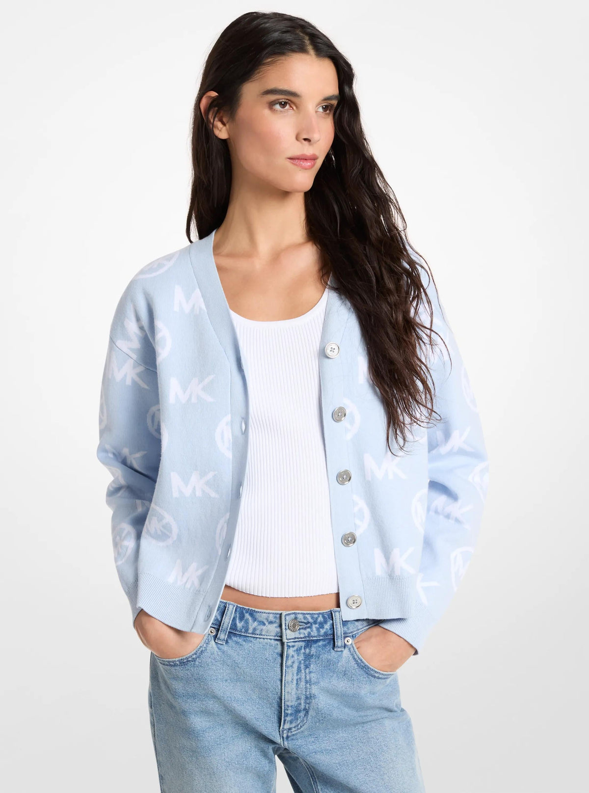 Logo Jacquard Cotton Blend Cardigan
