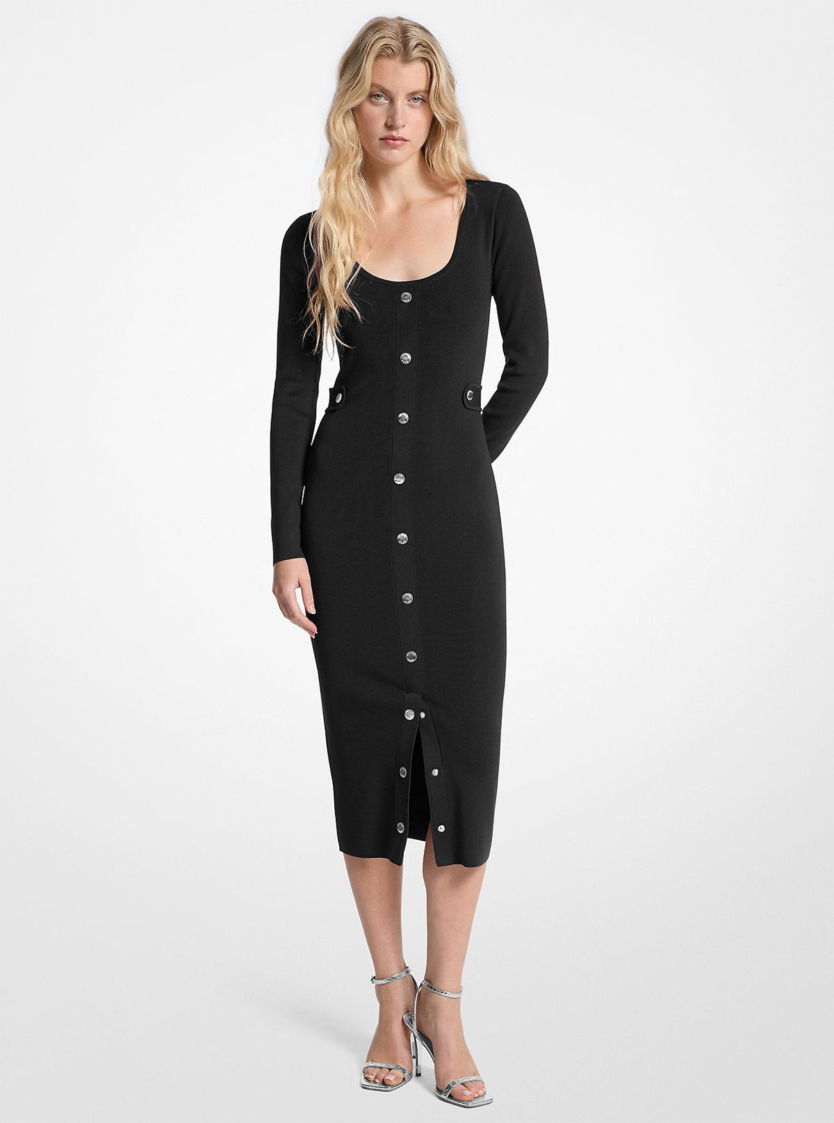Ribbed Stretch Viscose Midi Dress
