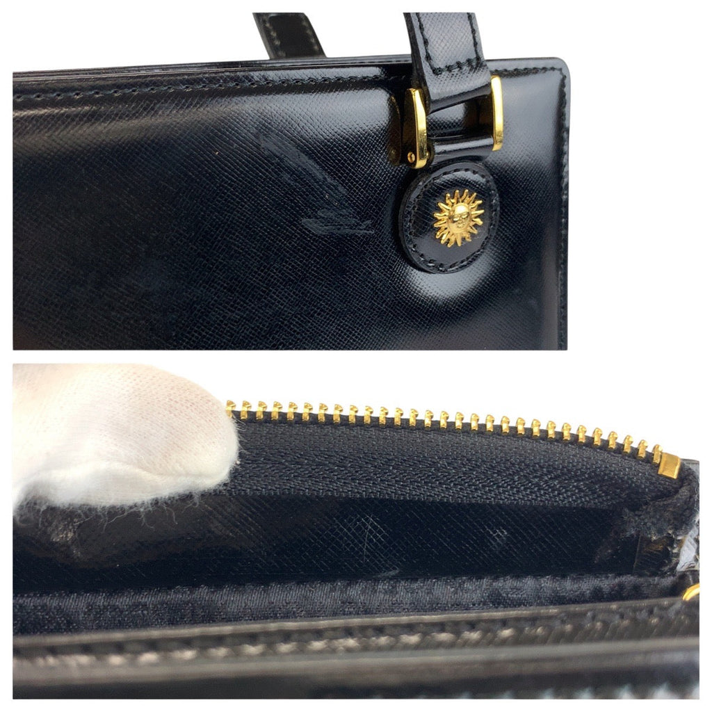 Versace Sunburst Black Enamel Shoulder Tote