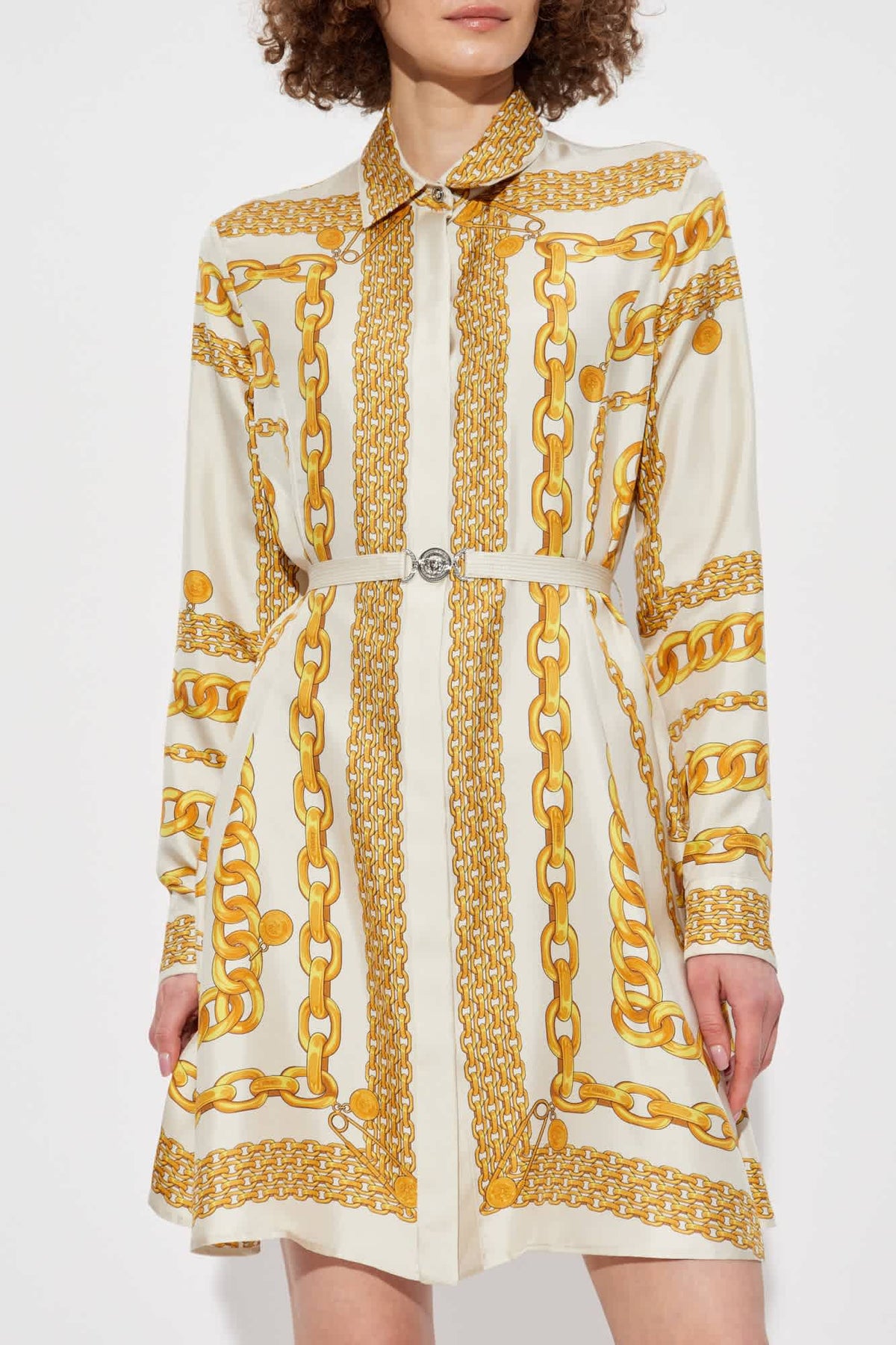 Versace Treasure Silk Mini Shirt Dress