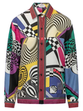 Multi Silk Geometric Print Long-Sleeve Shirt