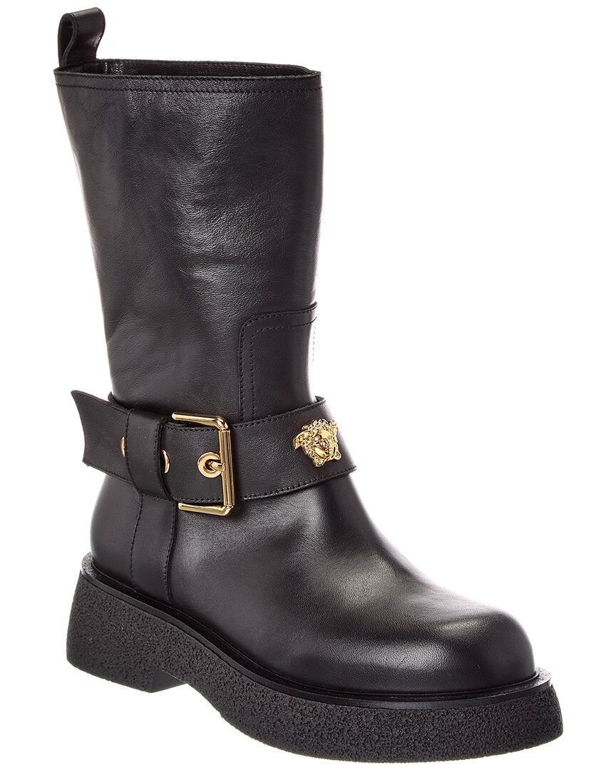 Versace Leather Biker Boot