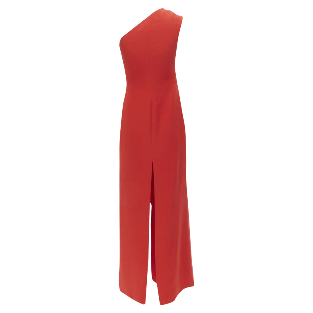 Versace silk VirtV clasp one shoulder gown dress