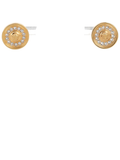 Gold Crystal Embellished Round Brass Earrings