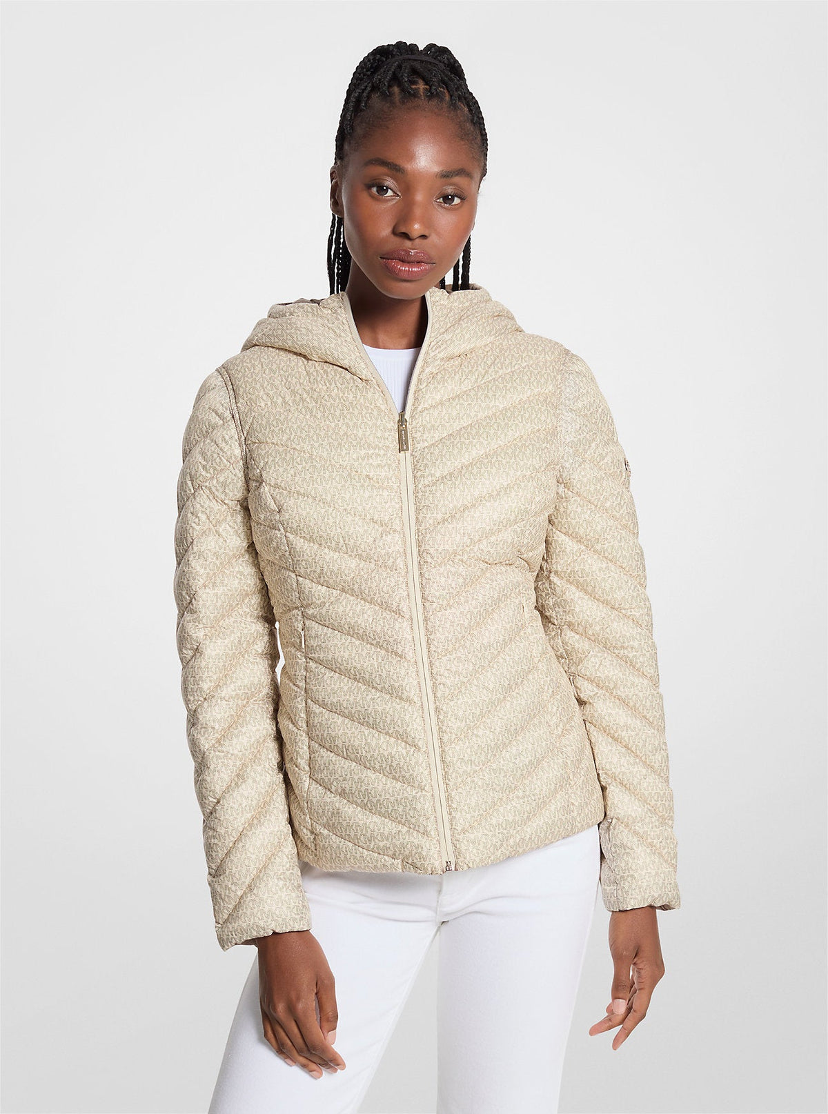 Chevron Logo Print Quilted Nylon Reversible  Jacket