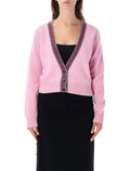 Cropped Greca Border Knit Cardigan