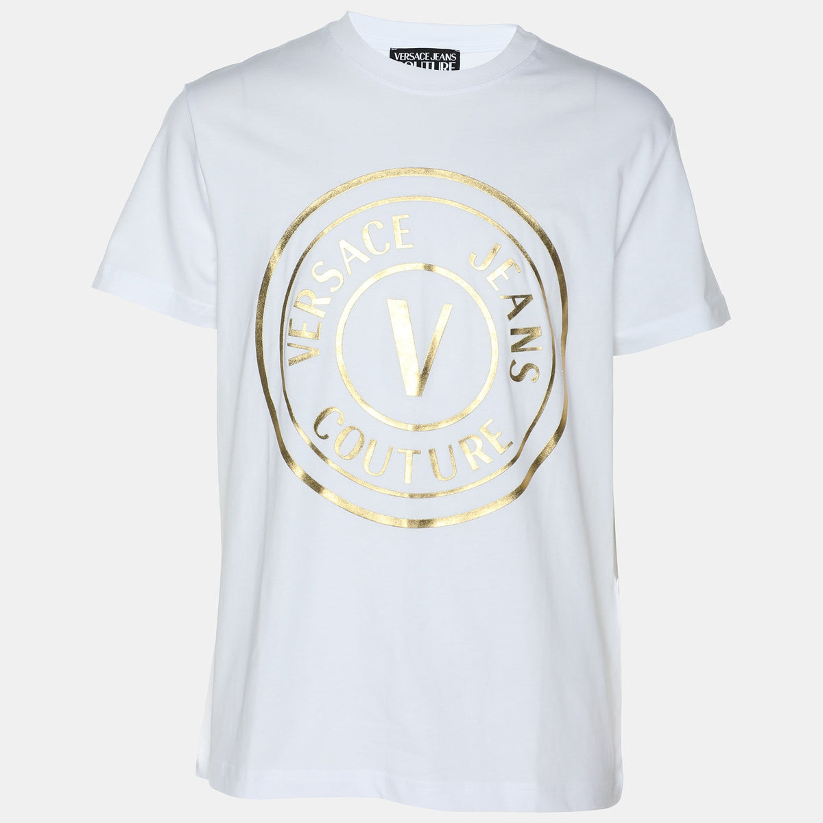 Versace Jeans Couture White/gold Jersey Logo Print T-Shirt