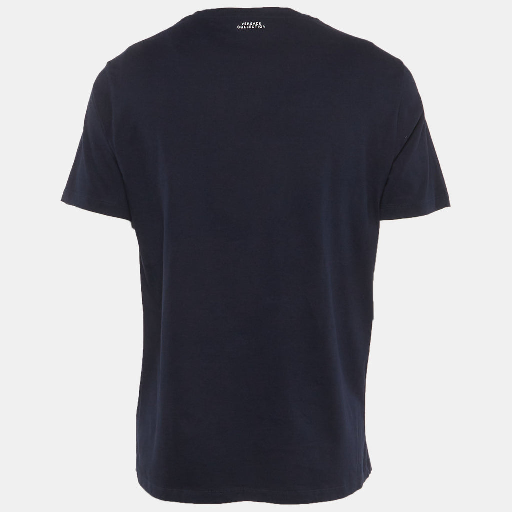 Versace Collection Black Medusa Head Printed Cotton Crewneck T-Shirt
