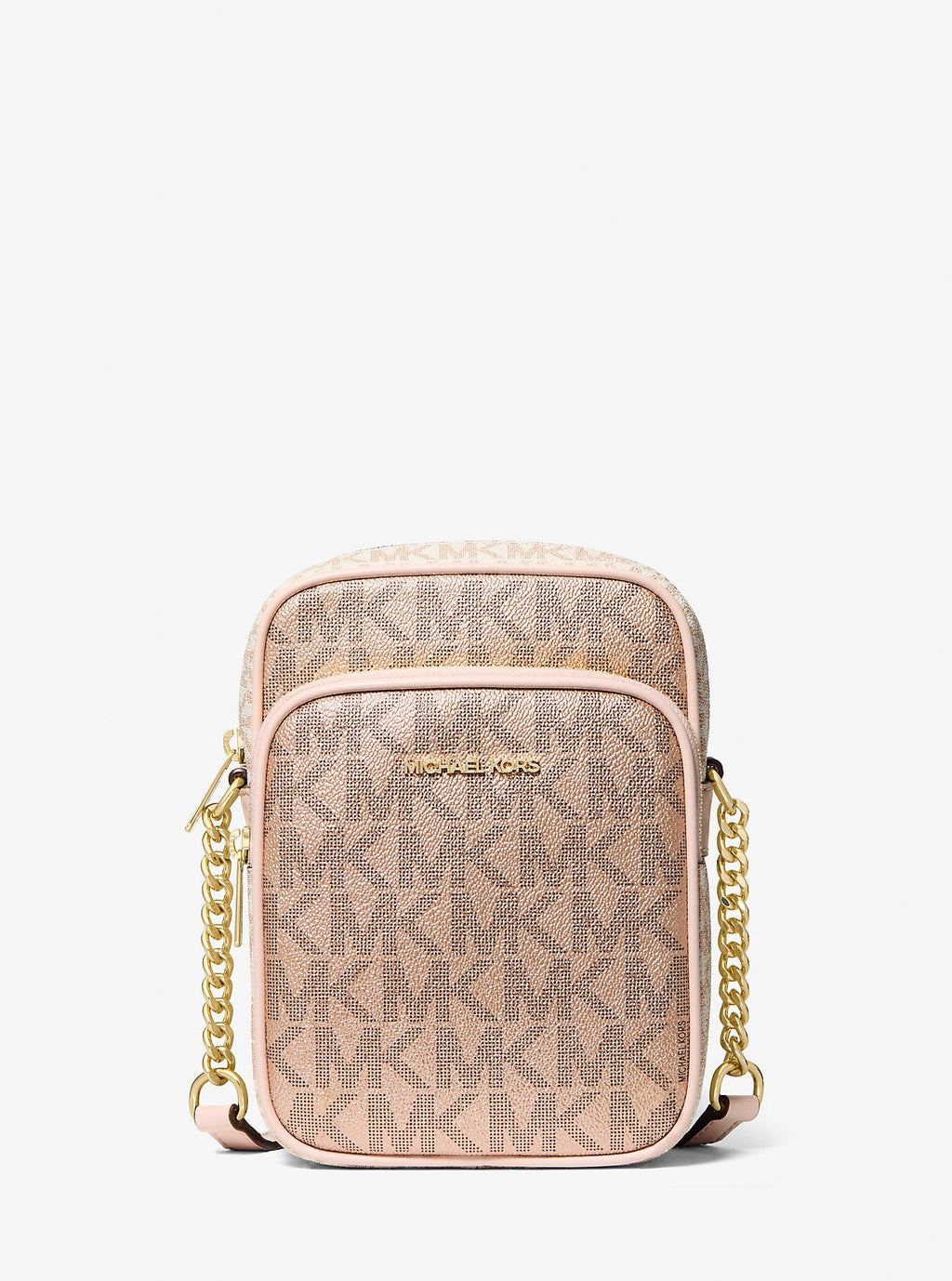 Jet Set Medium Metallic Signature Logo Crossbody Bag