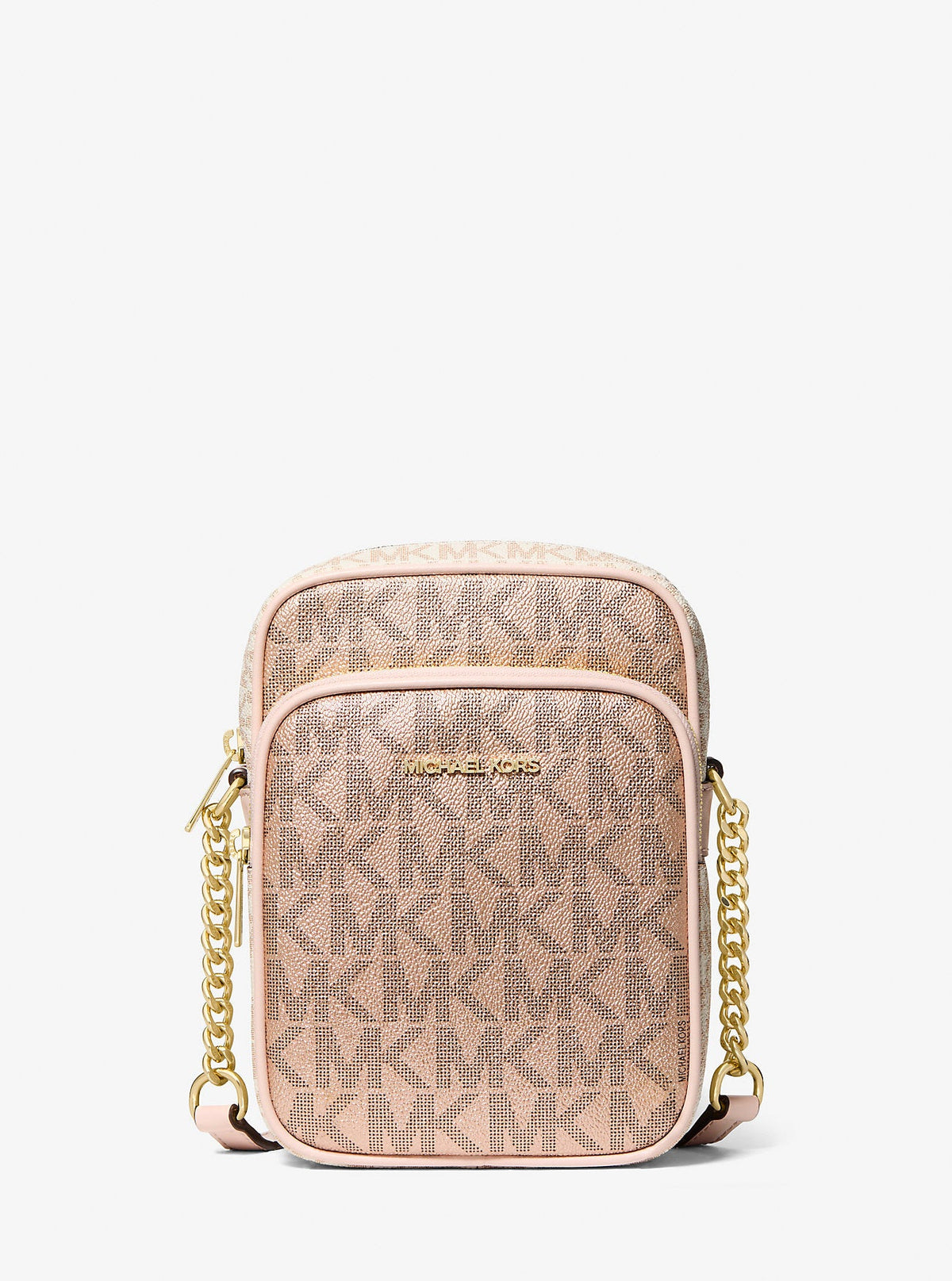 Jet Set Medium Metallic Signature Logo Crossbody Bag