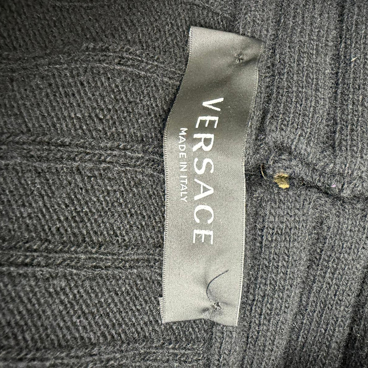 Versace Ribbed Twisted Sweater in Black Wool