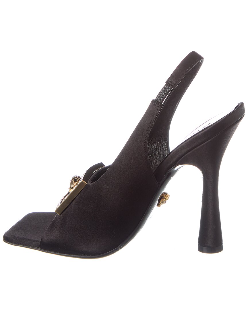 Versace Medusa Plaque Satin Slingback Sandal