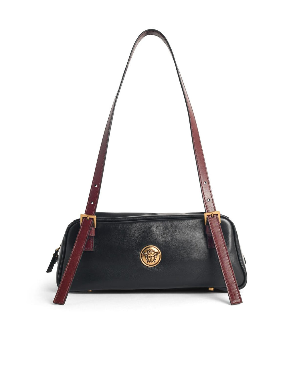 'Emblème' Black Nappa Leather Bowling Bag