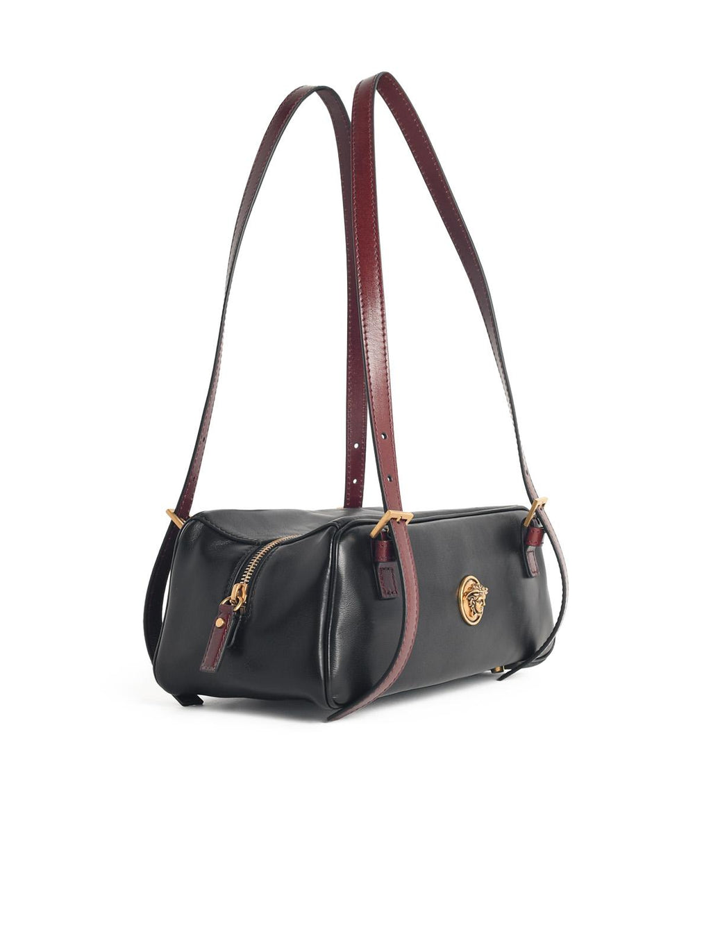 'Emblème' Black Nappa Leather Bowling Bag