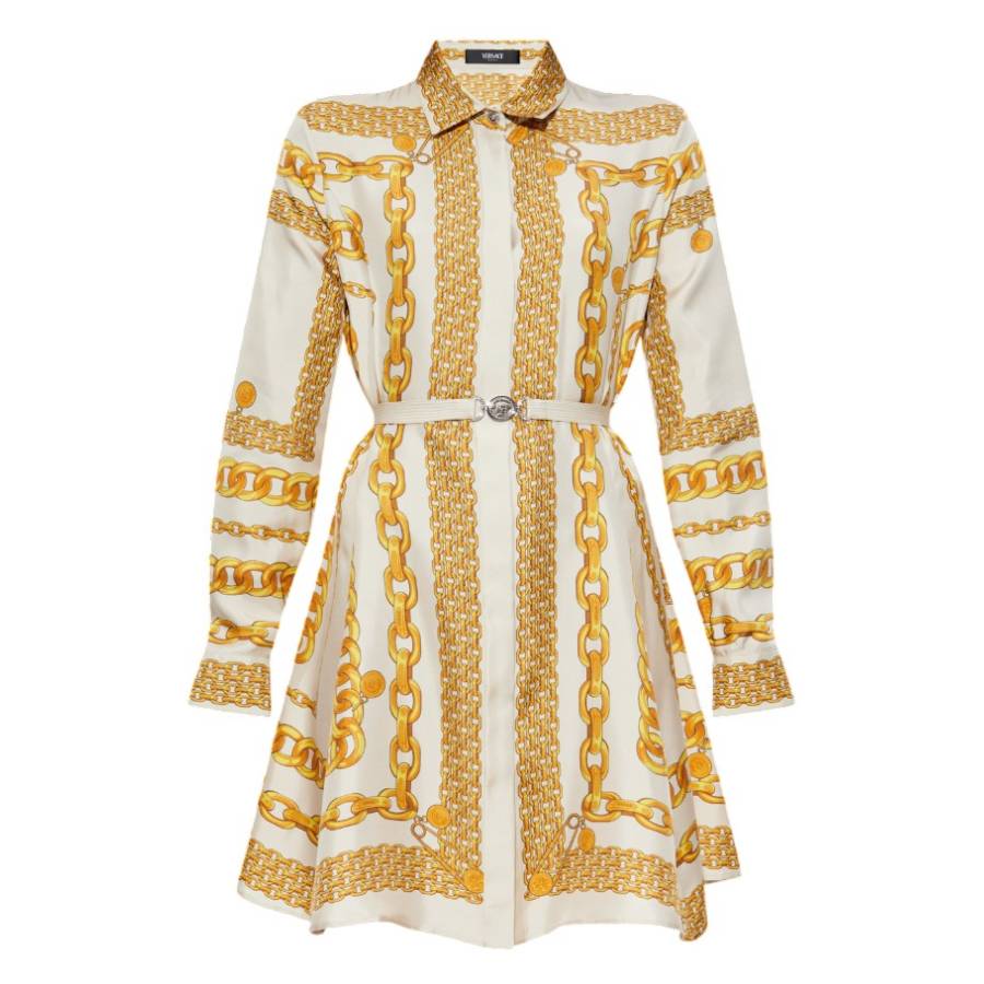 Versace Treasure Silk Mini Shirt Dress