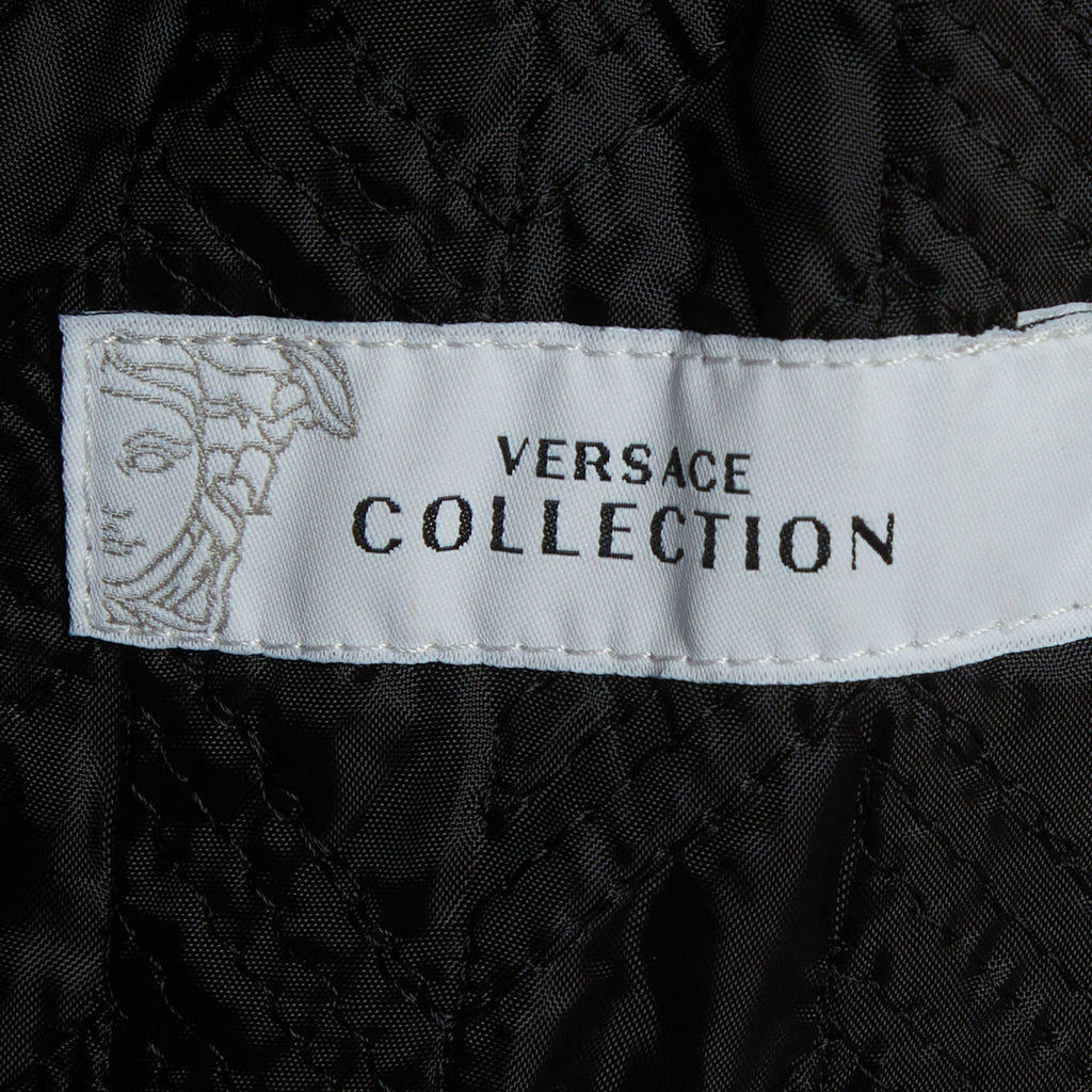 Versace Collection Black Cotton Leather Trim Field Jacket