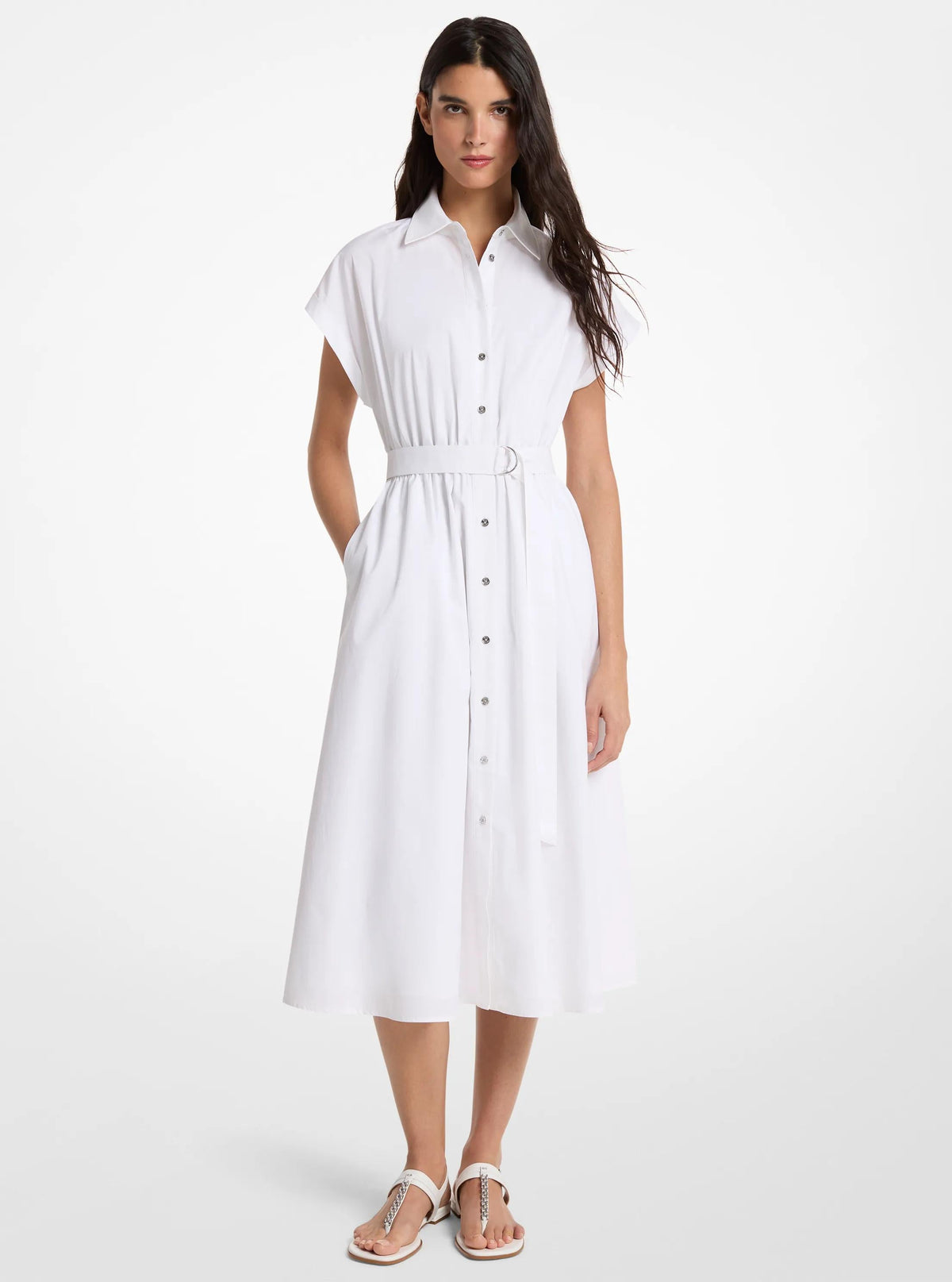 Cotton Poplin Midi Dress