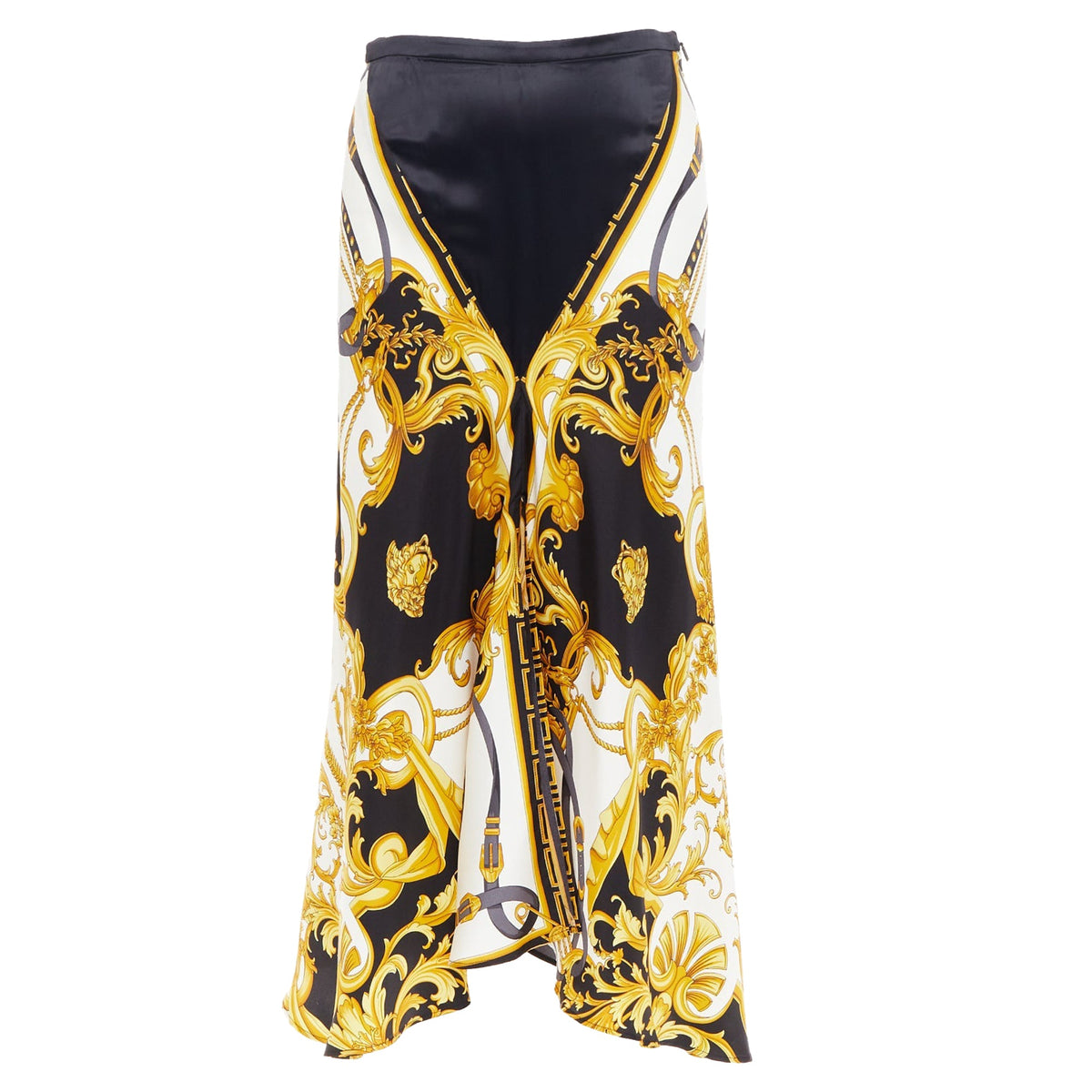 Versace Rodeo Barocco Silk Viscose Bias Cut Skirt