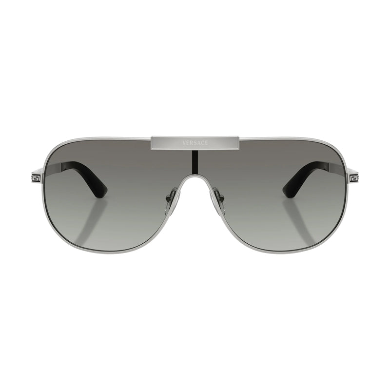 Versace Sunglasses Shield Full Rim, Silver Frame And Grey Gradient Lens Ve2293100011