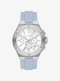 Oversized Lennox Silver-Tone and Silicone Watch