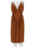 Viscosa Ruched Sleeveless Midi Dress