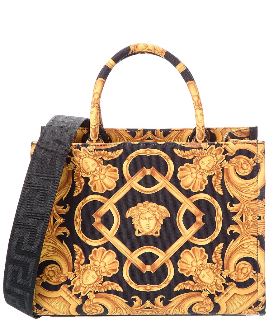 Versace Printed Canvas & Leather Tote