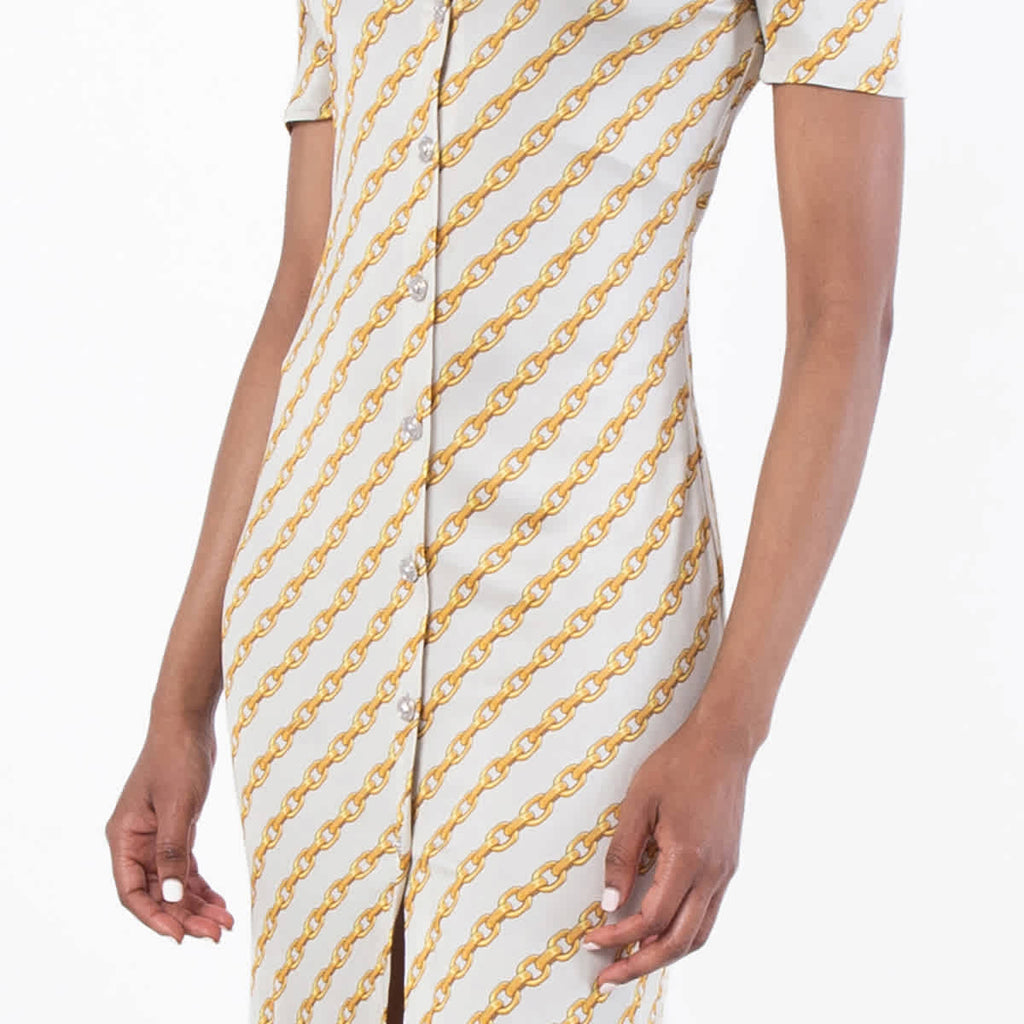 Versace Chain Stripes Midi Shirt Dress