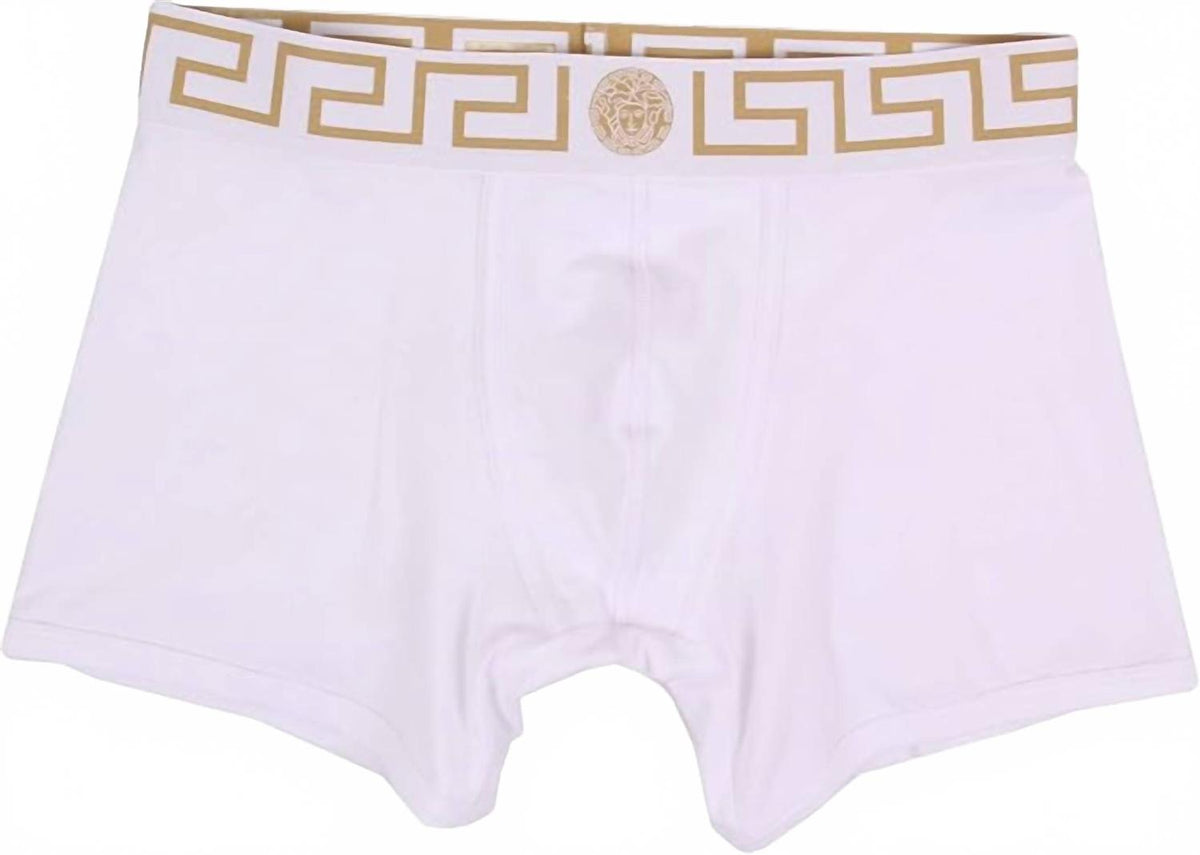 Men's Iconic Long Trunk In White/gold