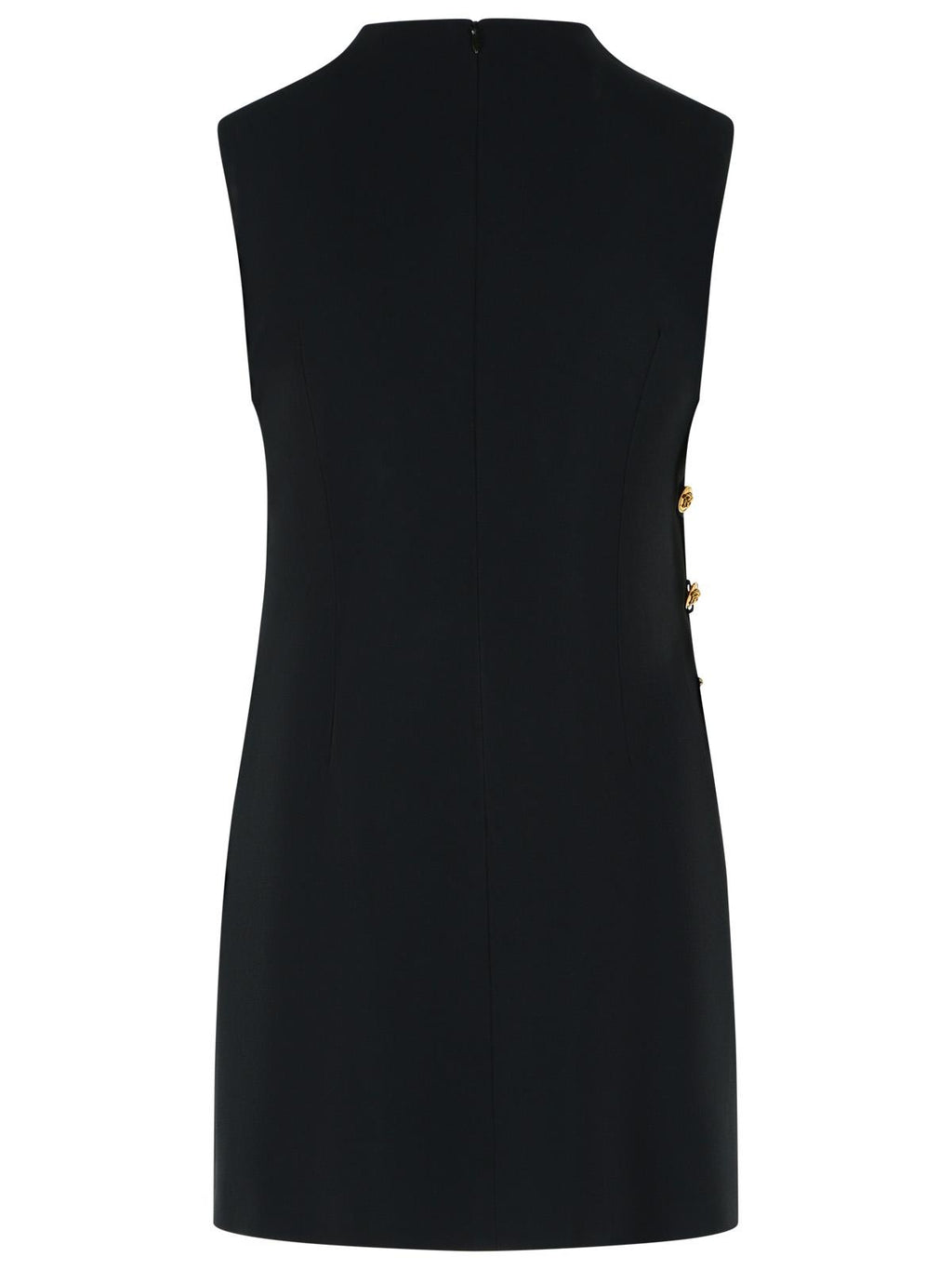 Black Cady Medusa Button Viscose Midi Dress