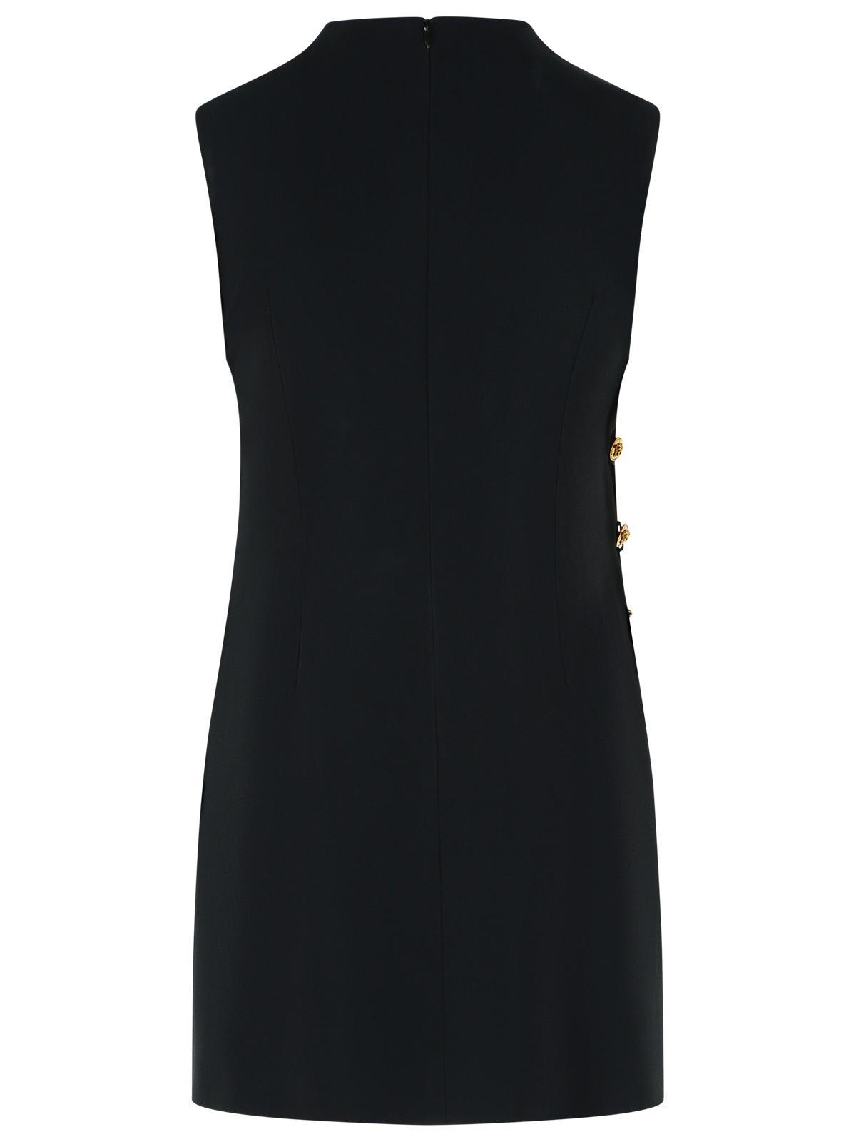 Black Cady Medusa Button Viscose Midi Dress