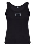 Black Fitted Text Patch Cotton Top