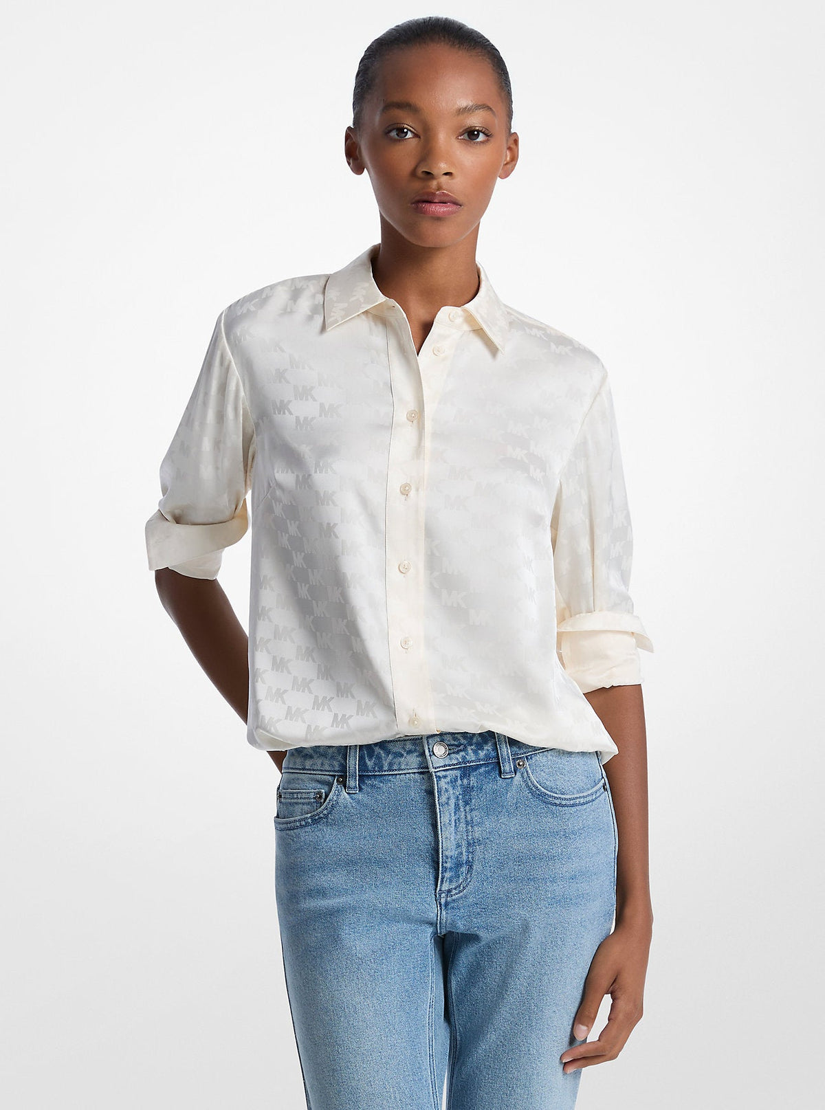 Logo Jacquard Satin Shirt