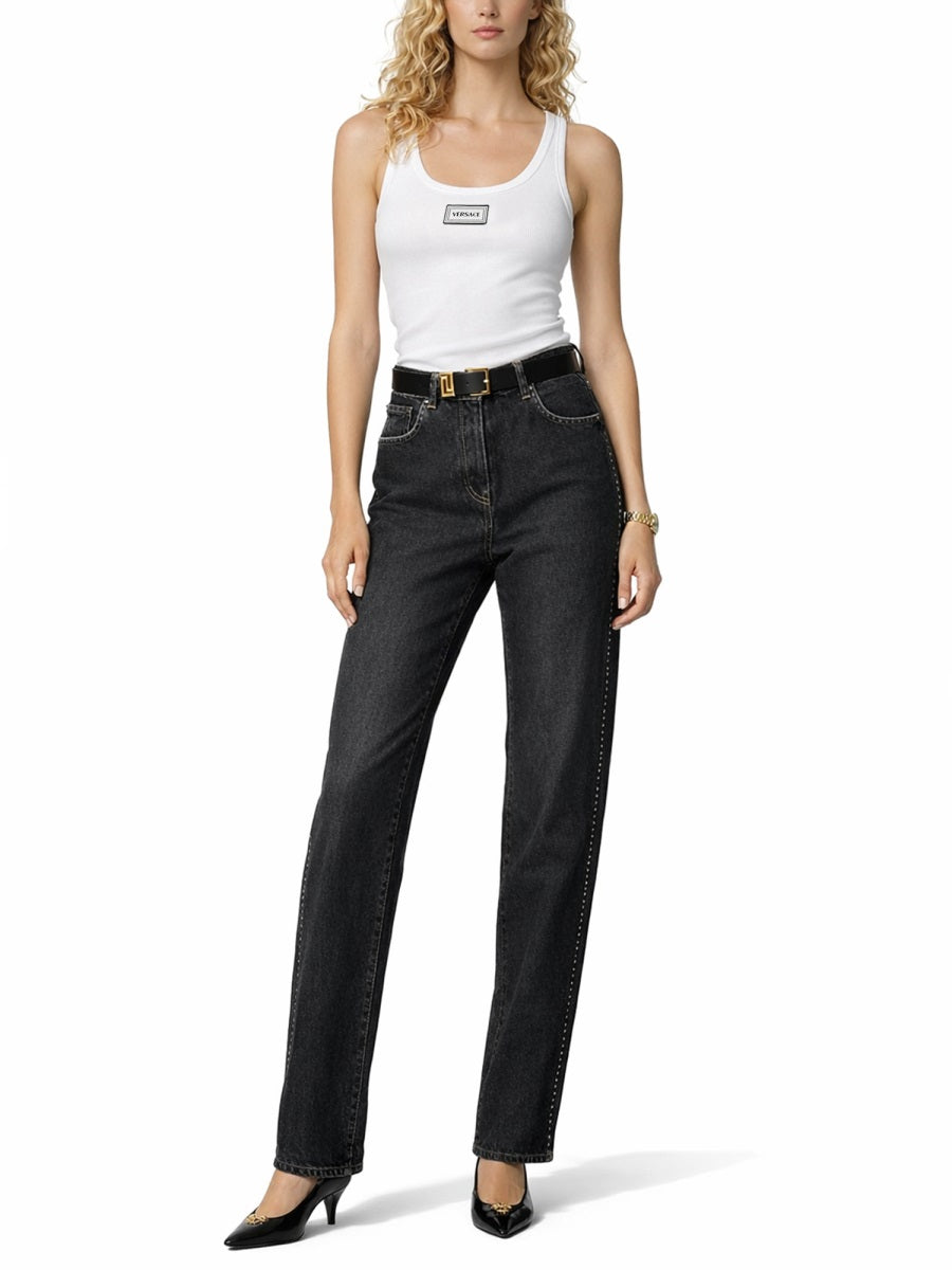 Logo Cotton-Blend Scoop Neck Tank Top