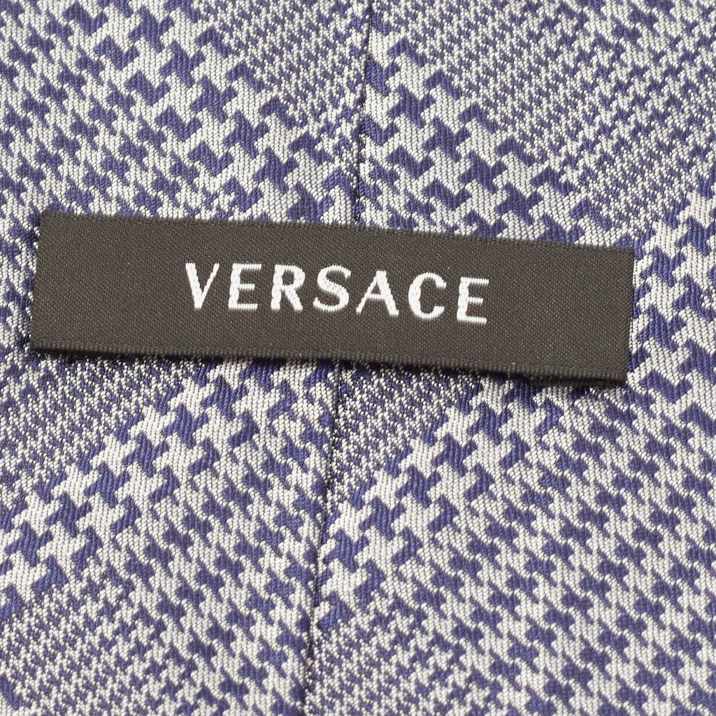 Versace Grey/navy Blue Patterned Silk Tie